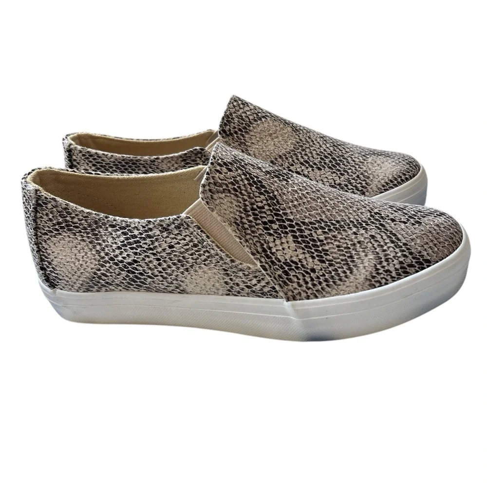 Restricted  Slip-On Sneakers in Snake Skin Print - Beige & Black Sz 6 NEW